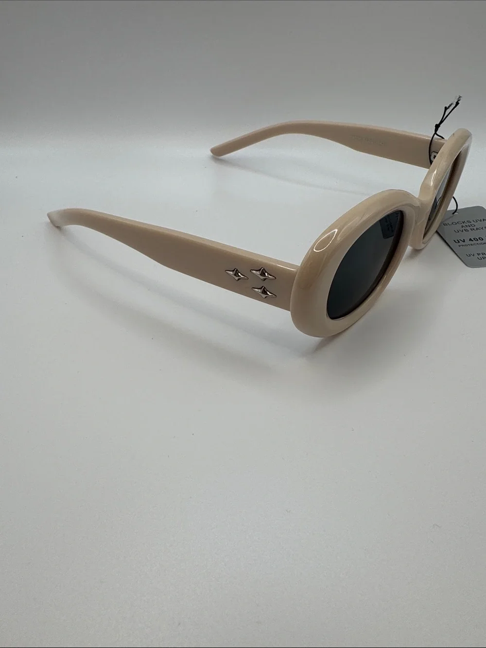 Women’s Beige Oval Sunglasses - UV Protection